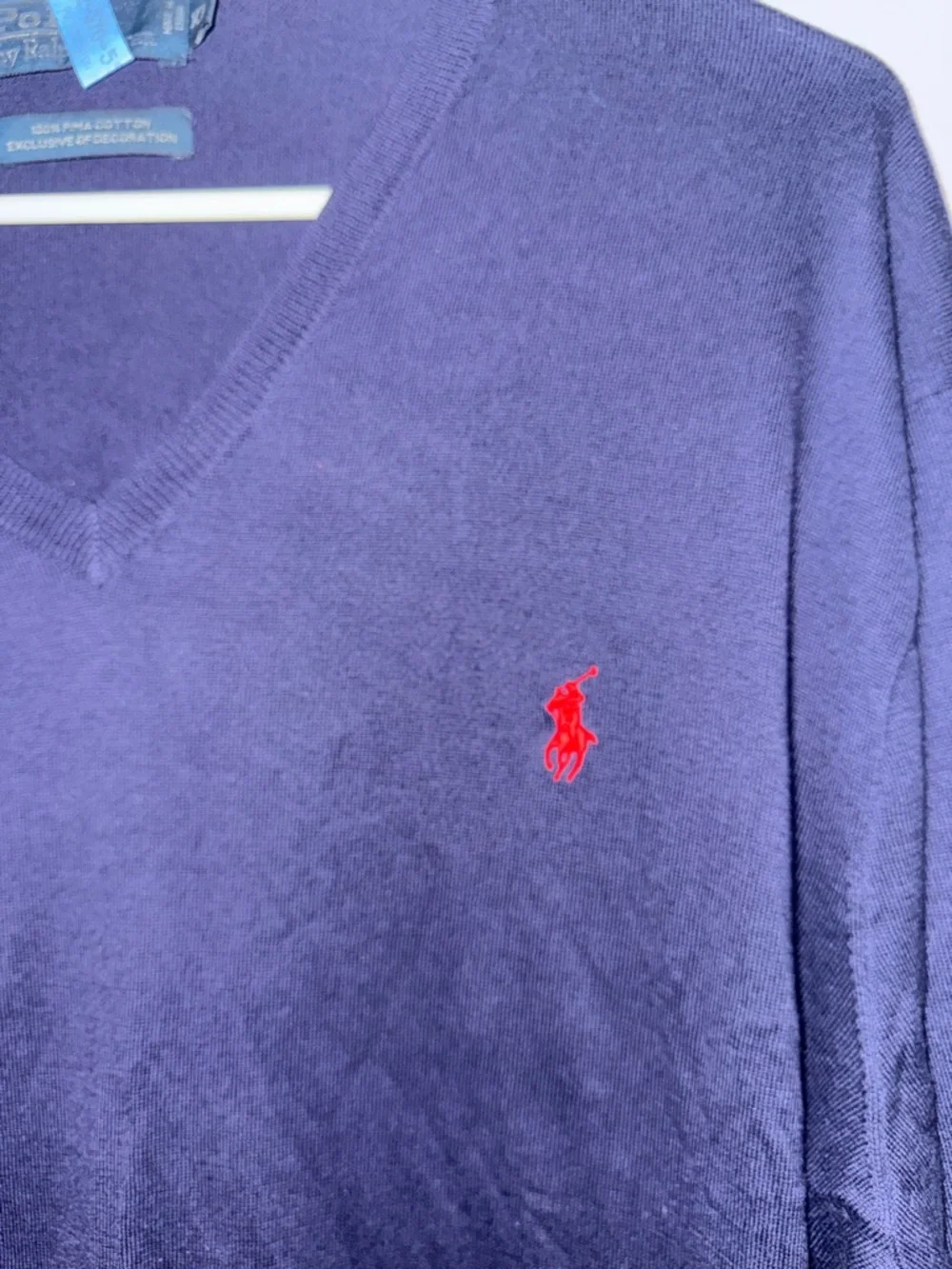 Polo by Ralph Lauren Navy V-Neck Sweater with Red Pony